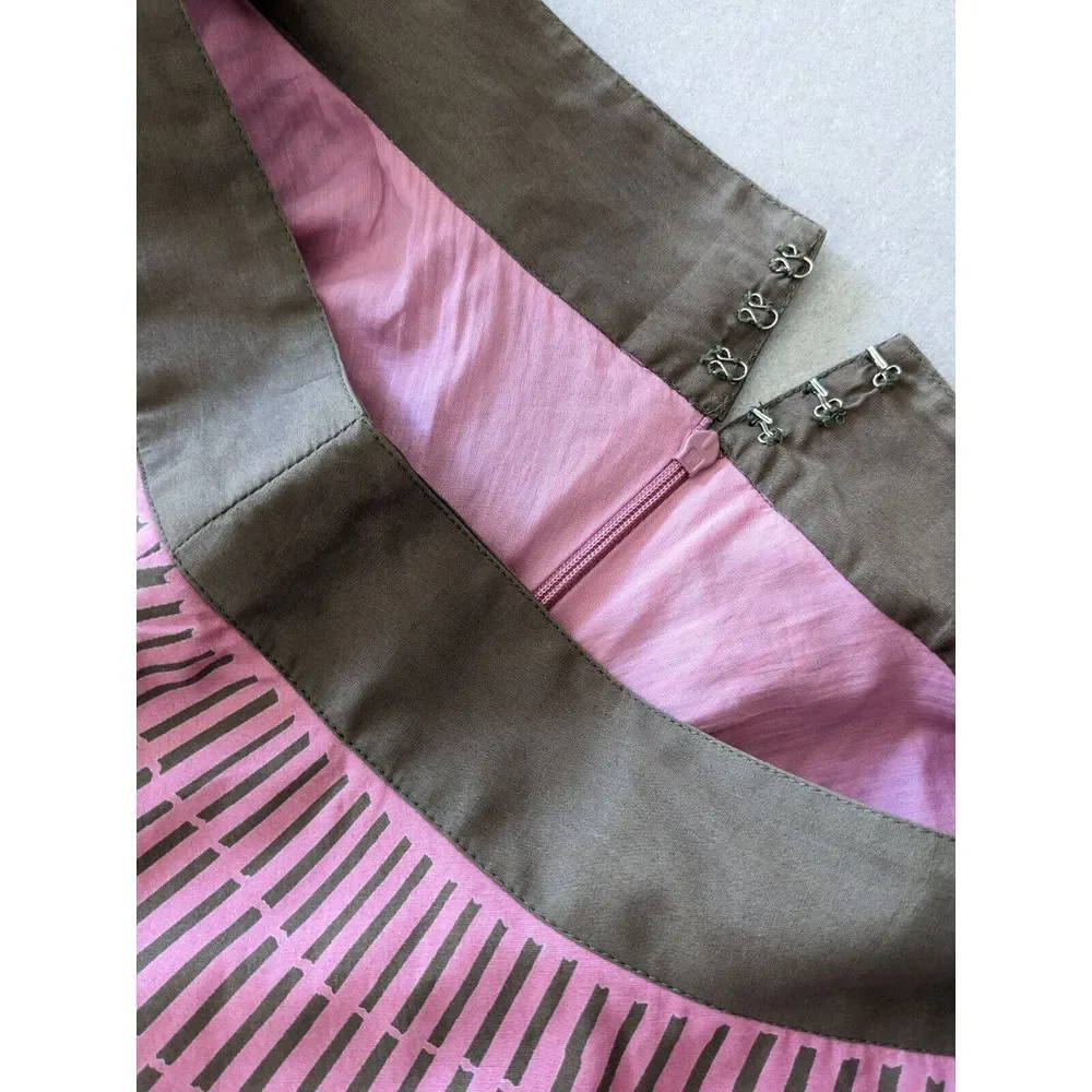 ANTHROPOLOGIE ODILLE Sz 6 Floral Tropical‎ Stripe Pink A-Line Flair Skirt EUC - Picture 5 of 8